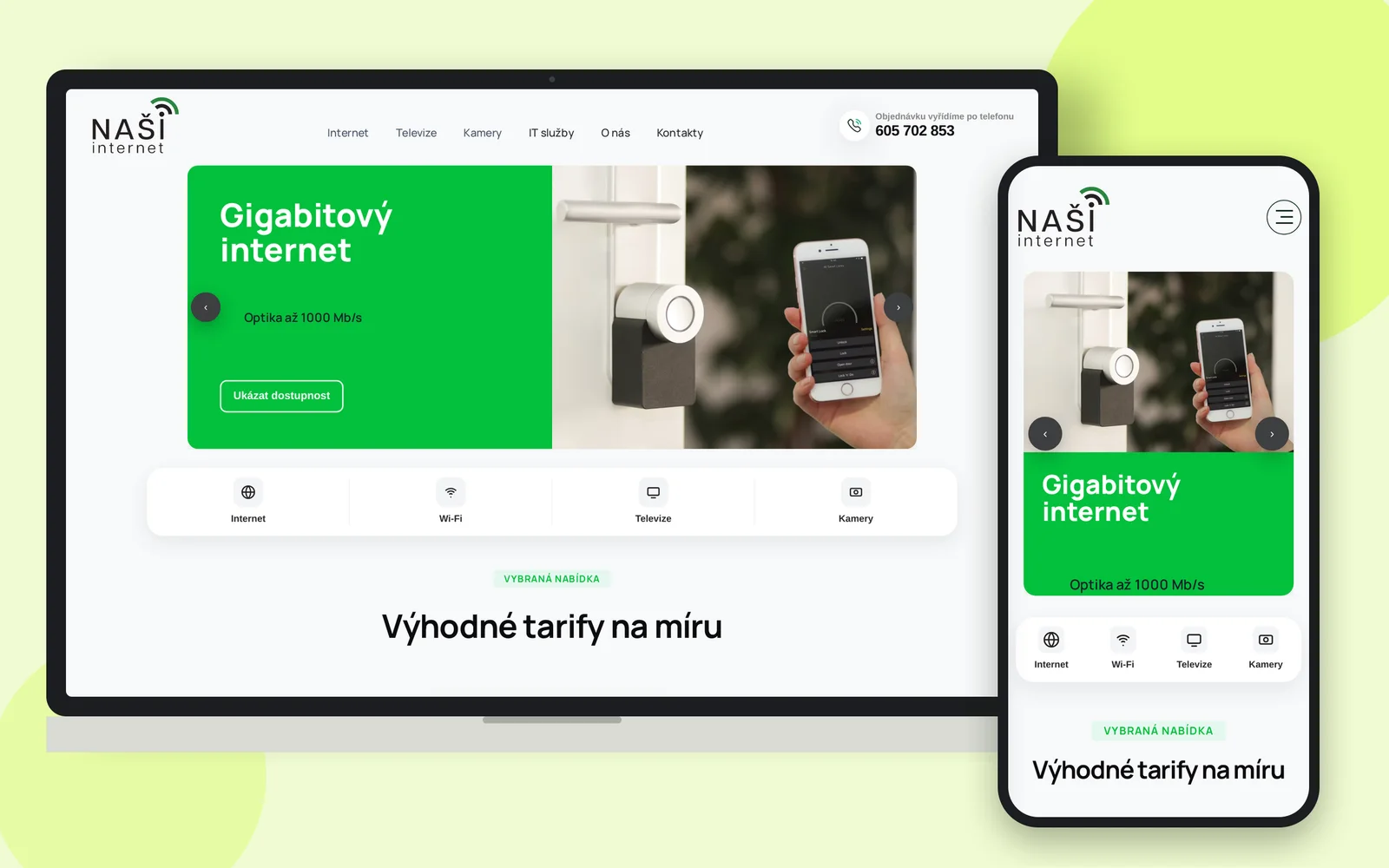 Web Internet NAŠI na notebooku a smartphonu
