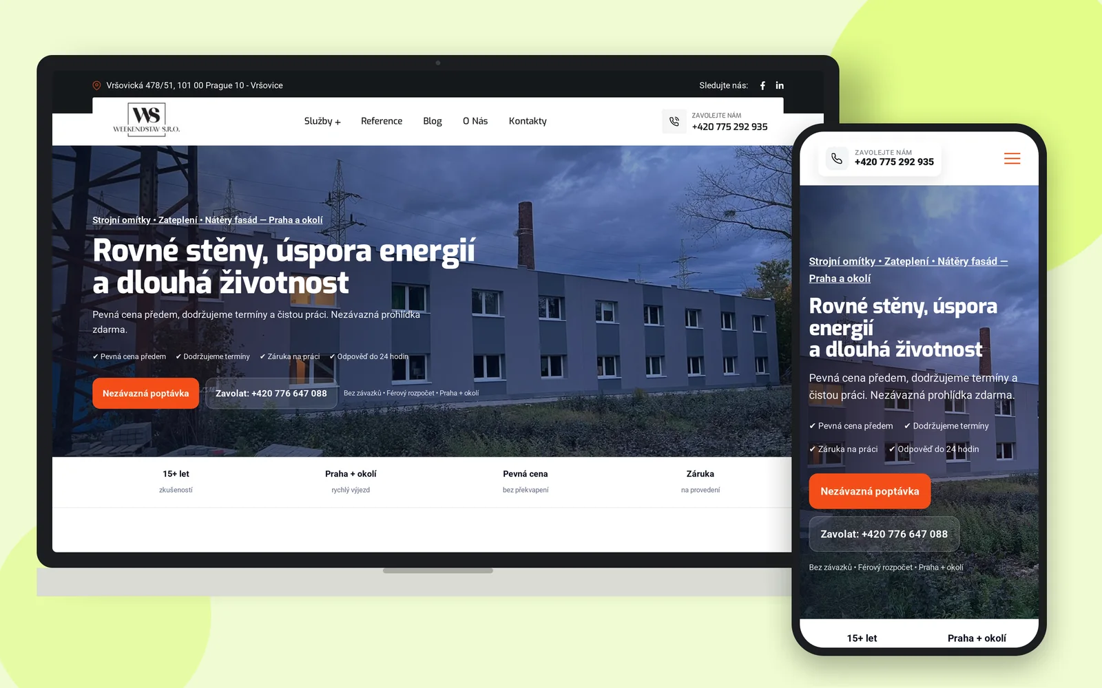 Web WEEKENDSTAV na notebooku a smartphonu