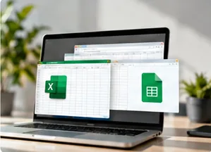 Notebook s několika otevřenými tabulkami