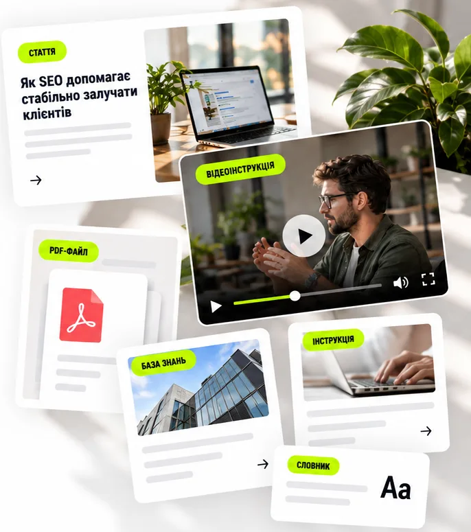 Koláž materiálů znalostního centra: články, videa, PDF