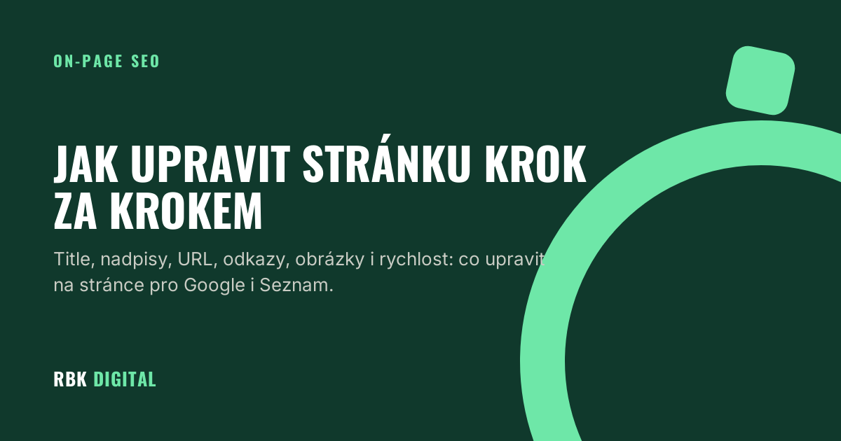 Titulní grafika článku o on-page SEO s nadpisem Jak upravit stránku krok za krokem.
