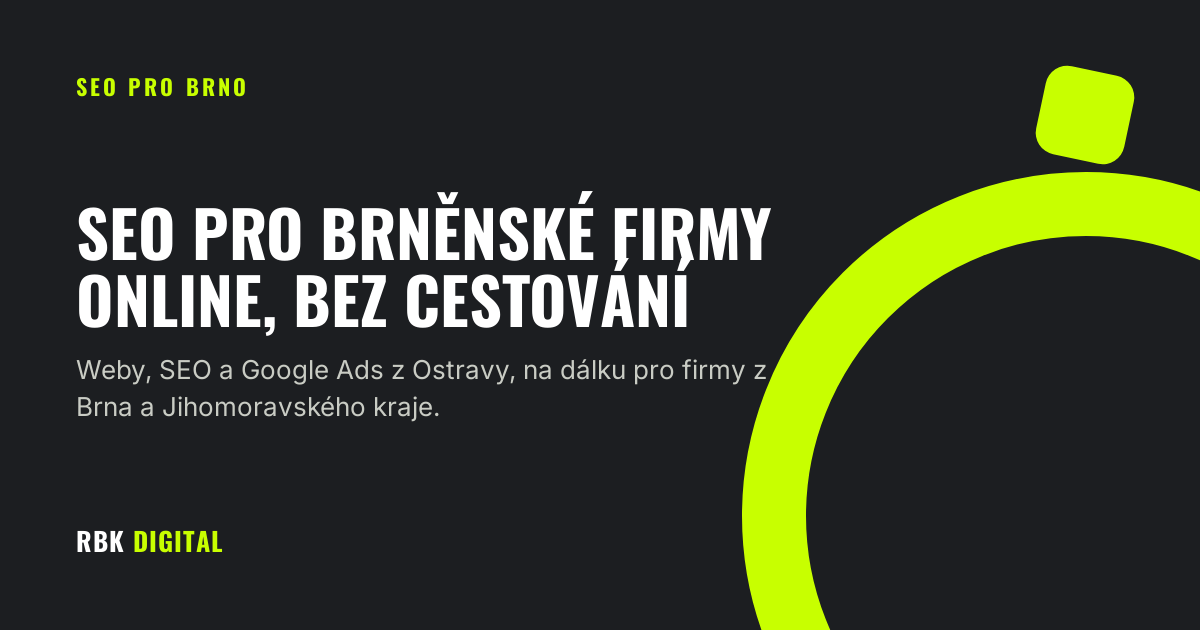 Úvodní obrázek s nadpisem o online SEO pro firmy z Brna bez cestování.